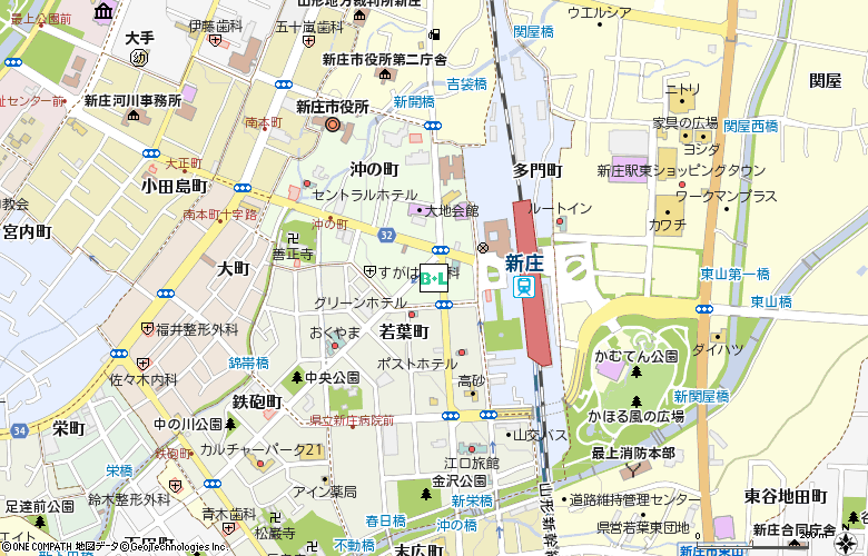 株）新庄井出コンタクト付近の地図